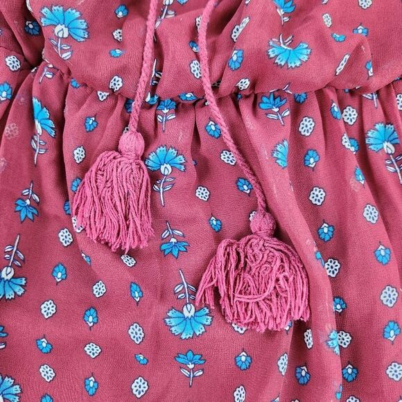 🍑AUW Burgundy Floral Estilo 3/4 Sleeve Dress XLarge - Picture 6 of 12